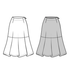 Skirt fashion flat sketch template4 Royalty Free Vector