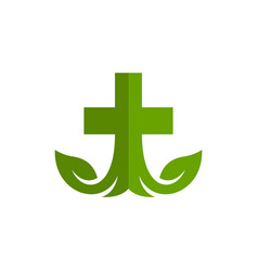 Cross Church Leaf Natural Modern Logo