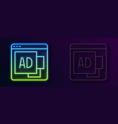 Glowing Neon Line Advertising Icon Isolated On