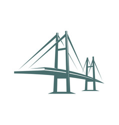 Road Bridge Icon With Steel Towers And Wires