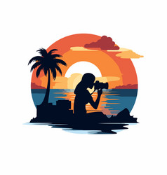 Silhouette Of A Photographer On The Beach