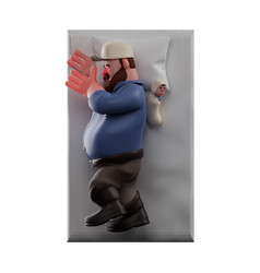 3d Super Father Cartoon Design With Baby Sleeping