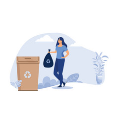 Positive Woman Throwing Out Reusable Trash