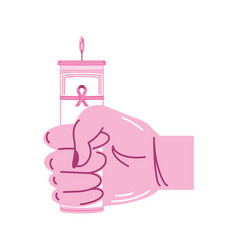 Breast Cancer Awareness Candle In Hand