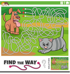 Find The Way Maze Game With Cartoon Puppy