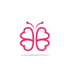 Pink Butterfly Heart Wing Logo Template Design