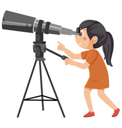 A Girl Looking Through Telescope