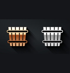 Gold And Silver Sauna Bucket Icon Isolated