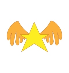 Gold Star With Wings Icon Cartoon Style