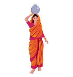 Indian Woman Carrying Water On Head