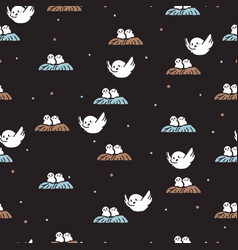 Cute Bird Family Nest Graphic Cartoon Seamless