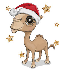 Cute Cartoon Camel In Santa Hat