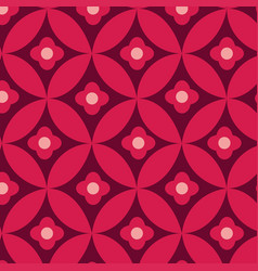 Red Flowers On Circles Seamless Pattern