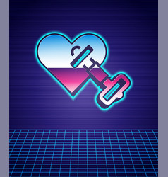 Retro Style Dumbbell With Heart Icon Isolated