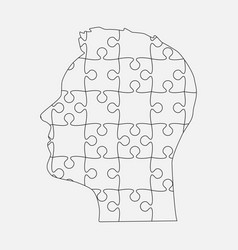 Man Head Made Puzzle Pieces Strategy Education