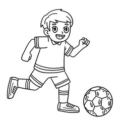 Boy Chasing Soccer Ball Isolated Coloring Page