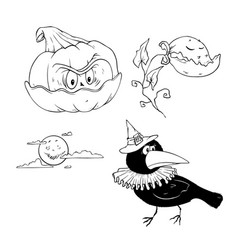 Cute Pumpkin And Crow For Halloween