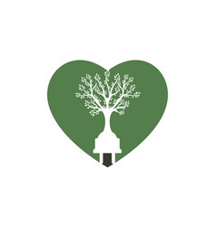 Electric Plug Icon With Tree And Heart