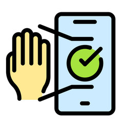 Phone Palm Scanning Icon Flat