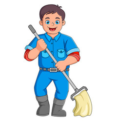 A Young Man Works As Cleaning Service