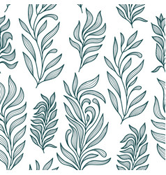 Seamless Leaf Pattern Foliage Plant Line