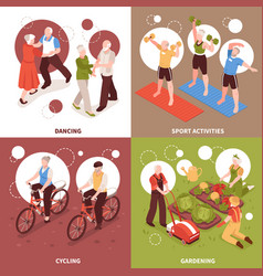 Senior People Concept Icons Set