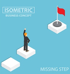 Isometric Businessman Facing With The Missing Step