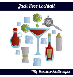 Jack Rose Cocktail Infographic Set Isolated