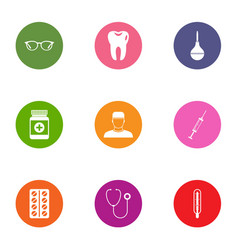 Medical Intervention Icons Set Flat Style