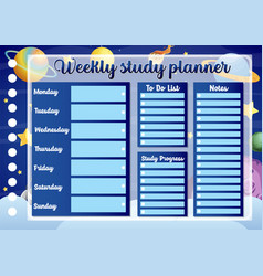 Outer Space Study Plan Hourly Schedule