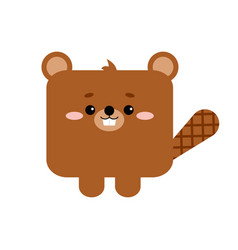 Square Beaver Forest Animal Face With Tail Icon