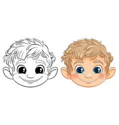 Cartoon Boys Face Black And White And Colored