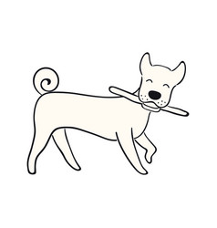 Cute Cartoon Dog Carrying Stick