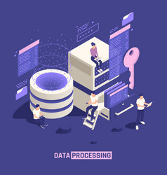 Data Processing Isometric Poster