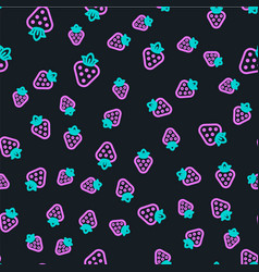 Line Strawberry Icon Isolated Seamless Pattern