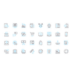 Virtual Communication Linear Icons Set