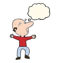 Cartoon Worried Middle Aged Man With Thought