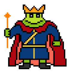 Pixel Art Frog King Character