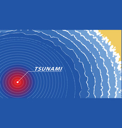 Tsunami Warning Wave Signal Sea Top View