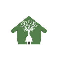 Electric Plug Icon With Tree And Home