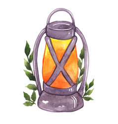 Light Lantern With Fall Leaves Leaves Watercolor