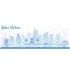 Outline Johor Bahru Malaysia Skyline With Blue