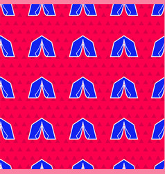 Blue Tourist Tent Icon Isolated Seamless Pattern