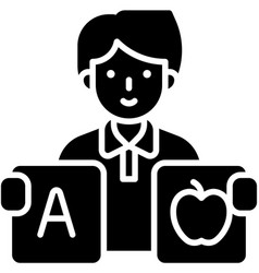 Male Teacher Holding Alphabet Flash Card Icon An