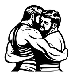 Bodybuilding - Two Strong Men Hugging Ready