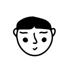 Doodle Asian Guy Face Black And White Isolated