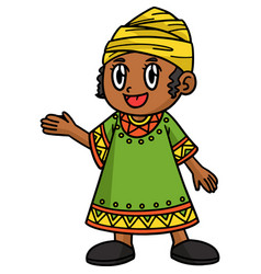 Kwanzaa Afro Girl Cartoon Colored Clipart