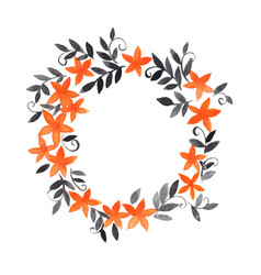 Orange Flower And Ivy Black Leaf Wreath