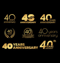 40 Years Anniversary Icon Or Logo Set 40th