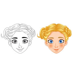 A Girls Face Before And After Coloring